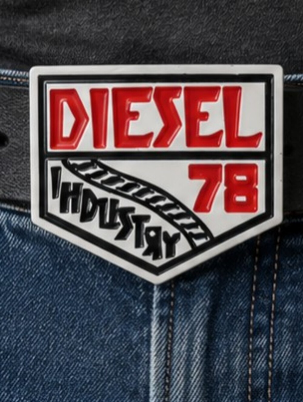 Vintage Diesel Y2K 78 Industry Leather Belt Logo Buckle Black Italy Size 36